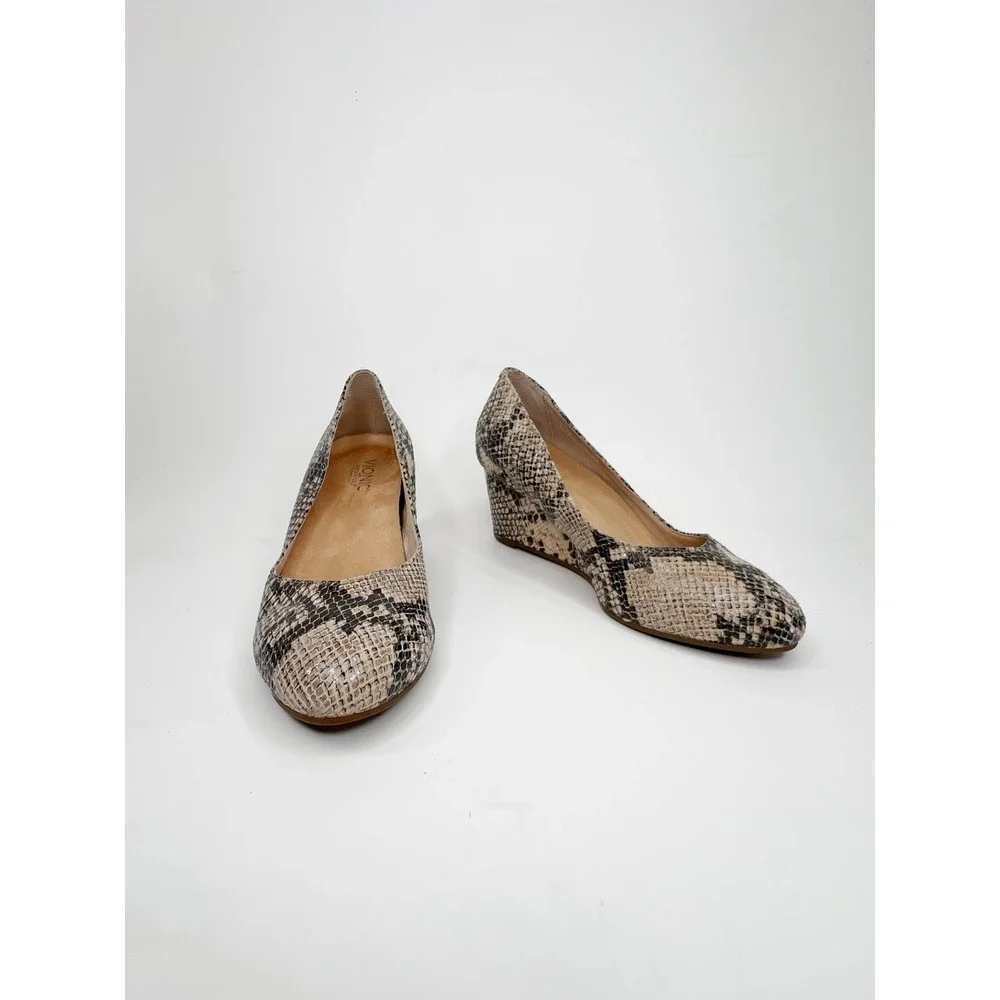 VIONIC Antonia Snake Print Leather Wedge Pump 10